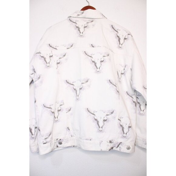 Peach Love Denim Cowgirl Skull Print Women's S Western Pocketed Relaxed Fit - Picture 7 of 14